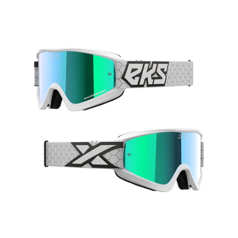 GOX Flat-Out Mirror Goggle White, Black - Blue Mirror Lens EKS